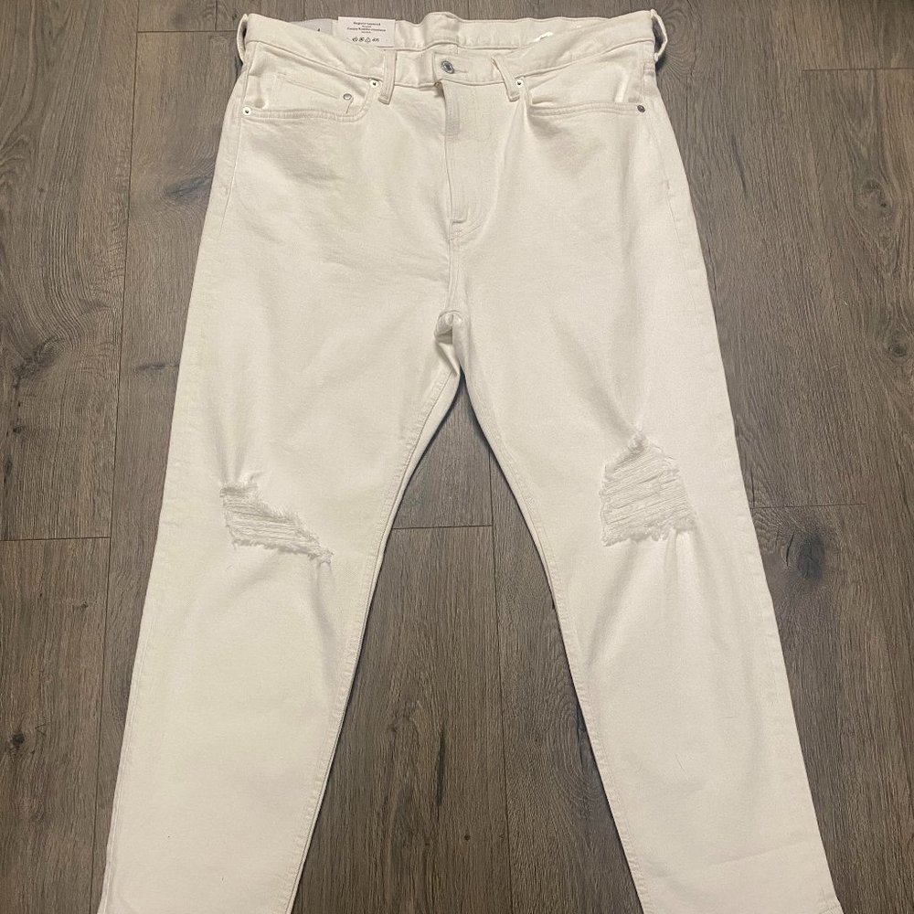 H&M Regular Tapered Coupe Fuselée Classique White Jeans Size 36